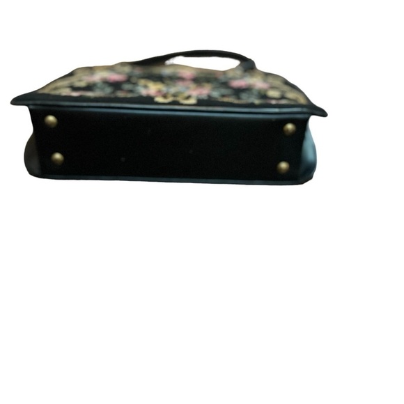 Vintage Tapestry Carpet Bag Purse Leather Trim Handle Large Floral Rare 1950s - Picture 13 of 13